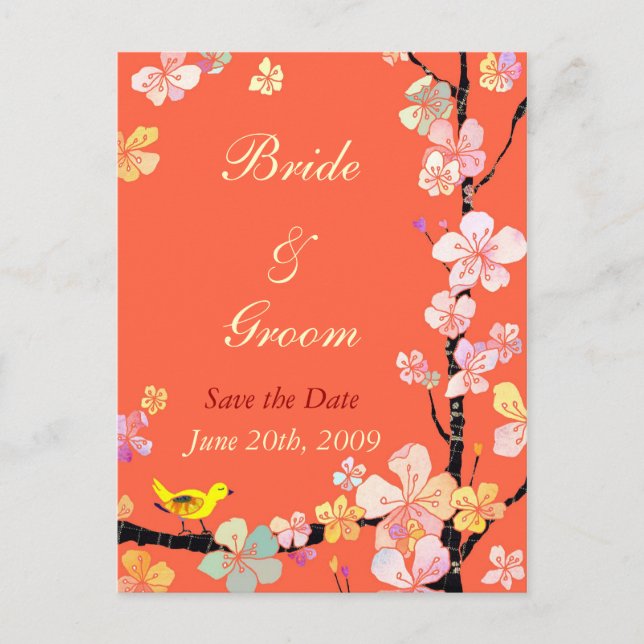 Sakura Save the Date Wedding Postcards (Front)