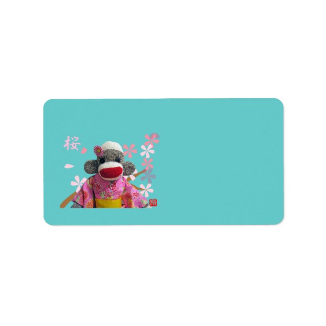 Sakura Sock Monkey Address Label (Front)