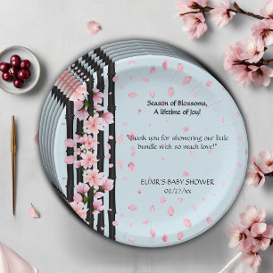 Sakura Spring Cherry Blossoms Baby Shower Paper Plate