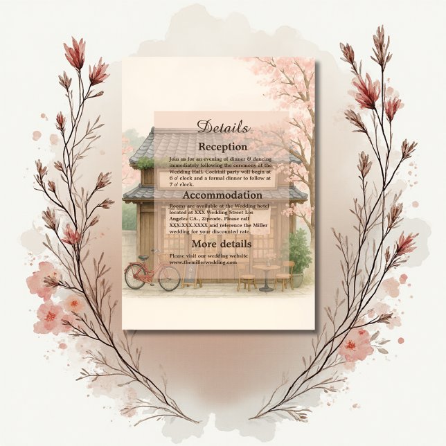 sakura traditional tea house destination wedding enclosure card (Creator Uploaded)