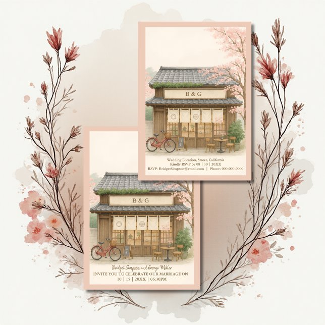 sakura traditional tea house destination wedding invitation (Creator Uploaded)