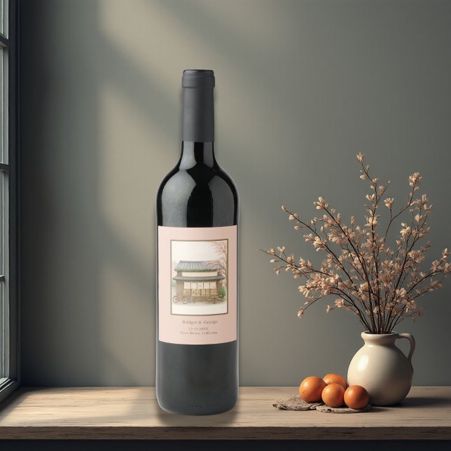 sakura traditional tea house destination wedding wine label (Creator Uploaded)