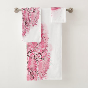 sakura tree  bath towel set