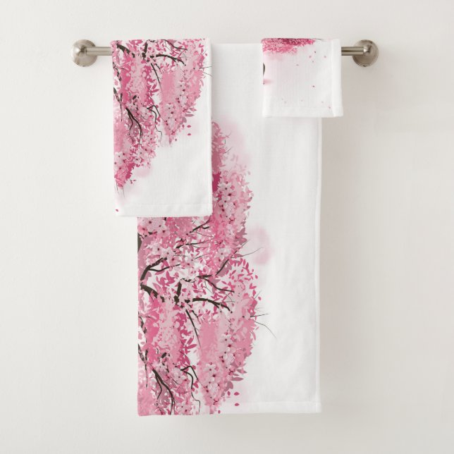 sakura tree  bath towel set (Insitu)