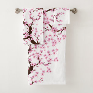 sakura tree  bath towel set
