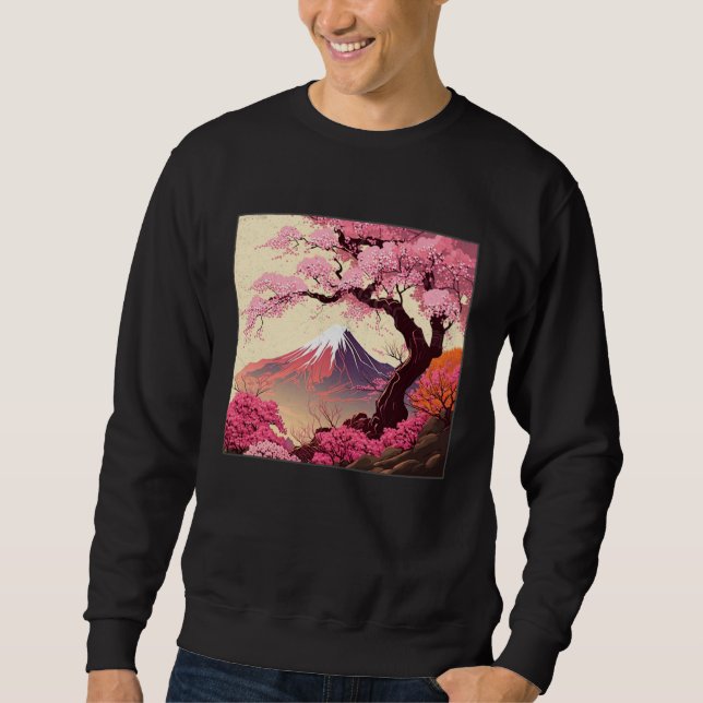 Sakura Tree Cherry Blossom Illustration Scenery Wo Sweatshirt (Front)
