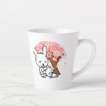 Sakura Tree Cute Kawaii bunny Couple  Latte Mug<br><div class="desc">Cute Kawaii Couple bunny rabbits under a beautiful pink flowers sakura cherry tree.</div>