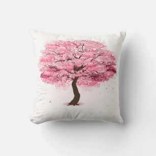 sakura tree throw pillow