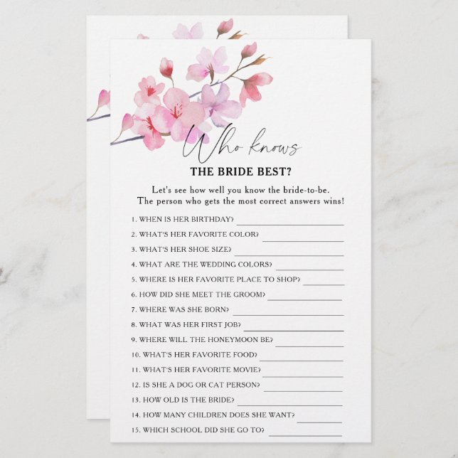 Sakura - Who knows the bride best game (Front/Back)