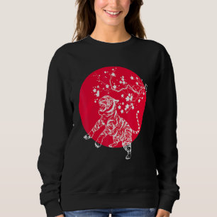 Sakura Wild Cat Asia Wildlife Animal Cherry Blosso Sweatshirt