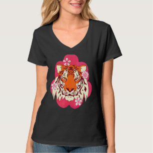 Sakura Wild Cat Predator Animal Cherry Blossom Asi T-Shirt