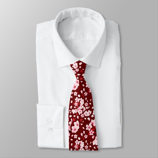 Sakurafubuki Sakura Petals Pattern Tie (Tied)
