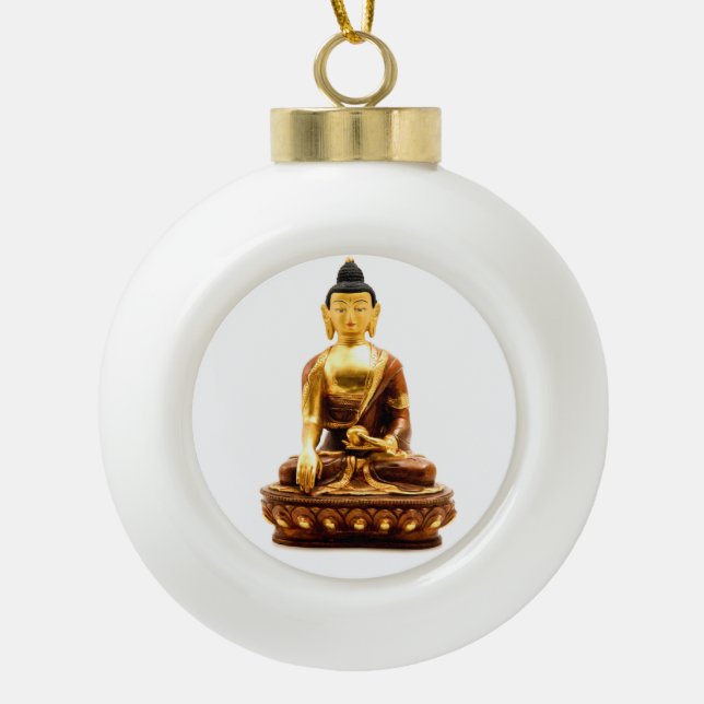 Sakyamuni Buddha Ceramic Ball Christmas Ornament (Front)