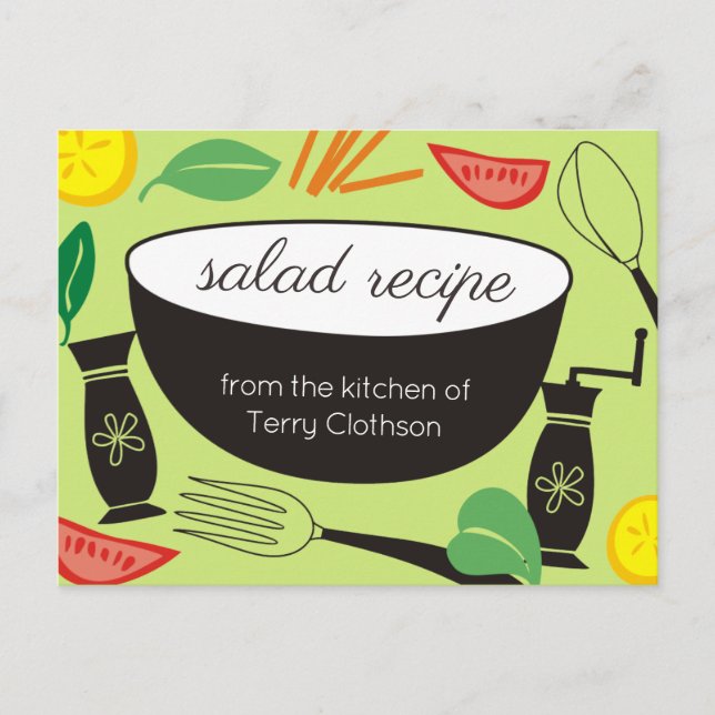 Salad bowl personalised baking recipe card (Front)