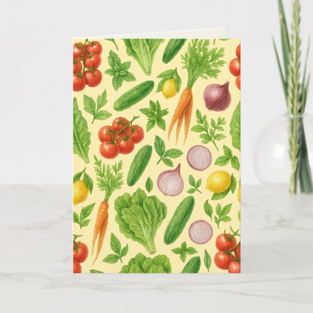 Salad Days Greeting Card — Lemon Garden Veggies (Front)