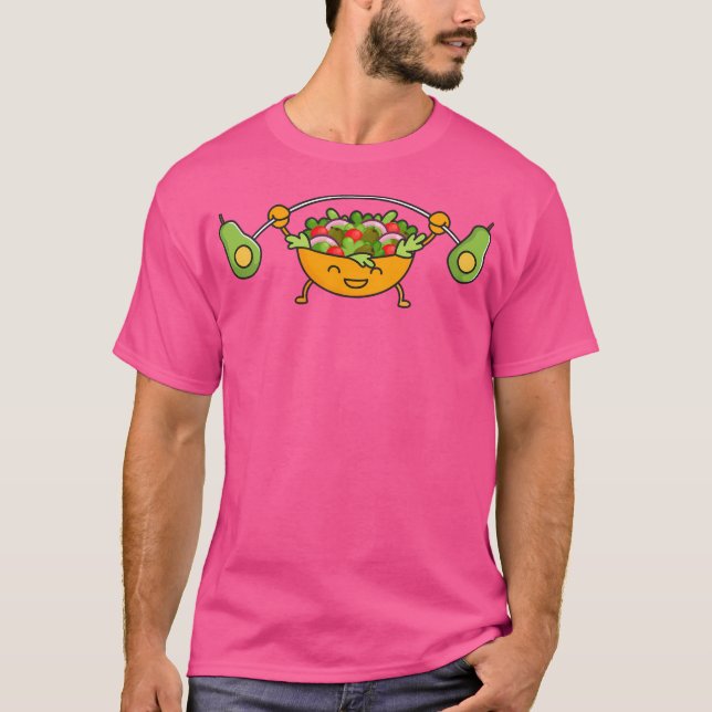 Salad Lifting Avocados Funny Food Snatch Squat Bar T-Shirt (Front)