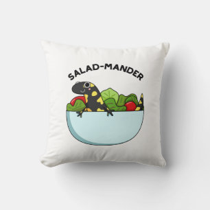 Salad-mander Funny Salamander Animal Pun Cushion