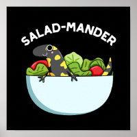 Salad-mander Funny Salamander Animal Pun Dark BG