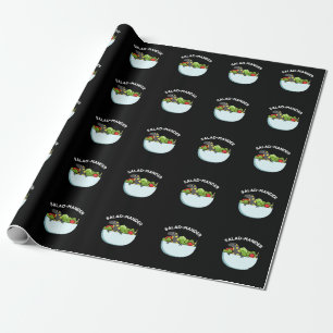 Salad-mander Funny Salamander Animal Pun Dark BG Wrapping Paper