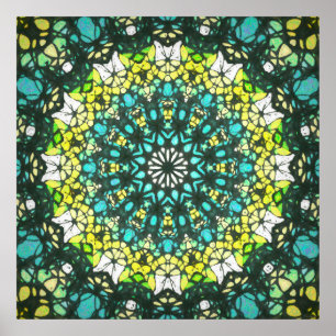 Salad Spinner – Green Yellow Mandala Pattern Poster