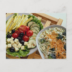 Salads dining alfresco postcard