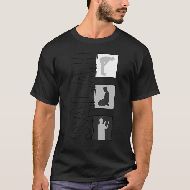 Salah Muslim Praying Arabic Islamic Prayer Ramadan T-Shirt (Front)
