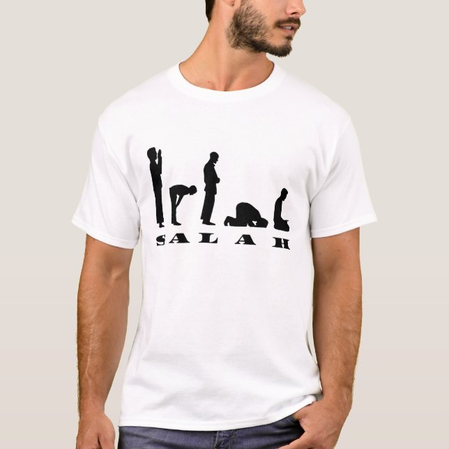 Salah Prayer Silhouette Design T-Shirt (Front)