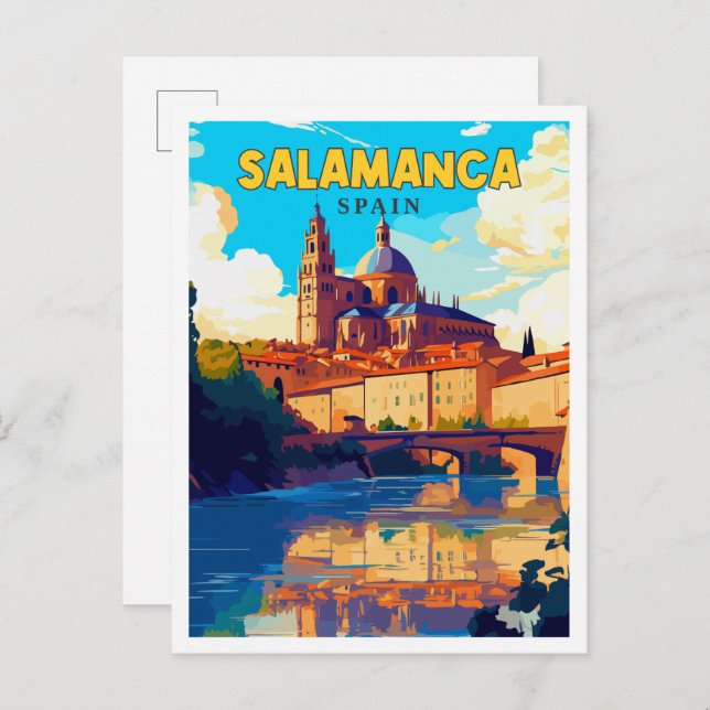 Salamanca Spain vintage travel illustration Postcard (Front/Back)