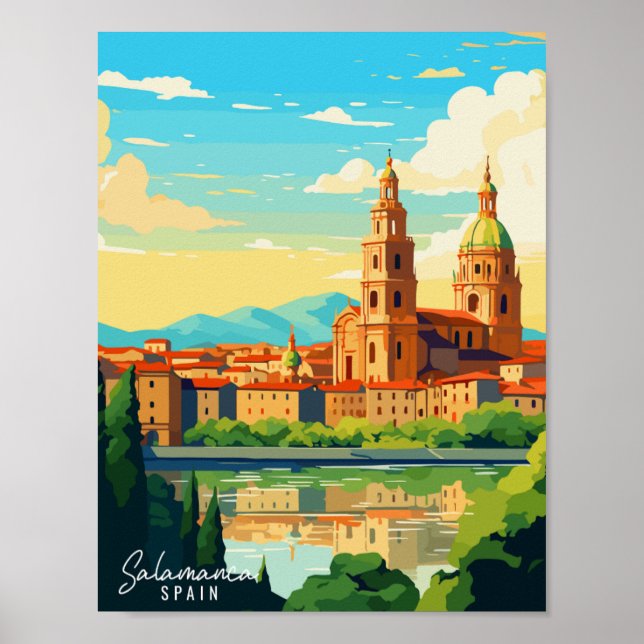 Salamanca Spain vintage travel illustration Poster (Front)