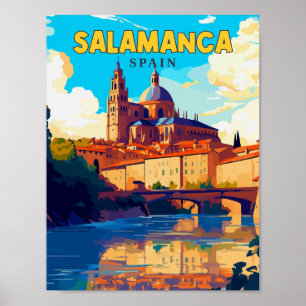 Salamanca Spain vintage travel illustration Poster