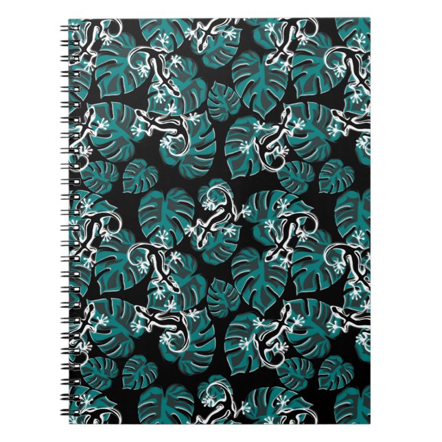 Salamander and Green Leaf Pattern Notebook (Front)