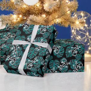 Salamander and Green Leaf Pattern Wrapping Paper