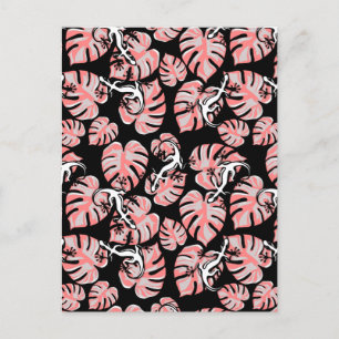 Salamander And Pink Leaves Repeating Pattern Postcard