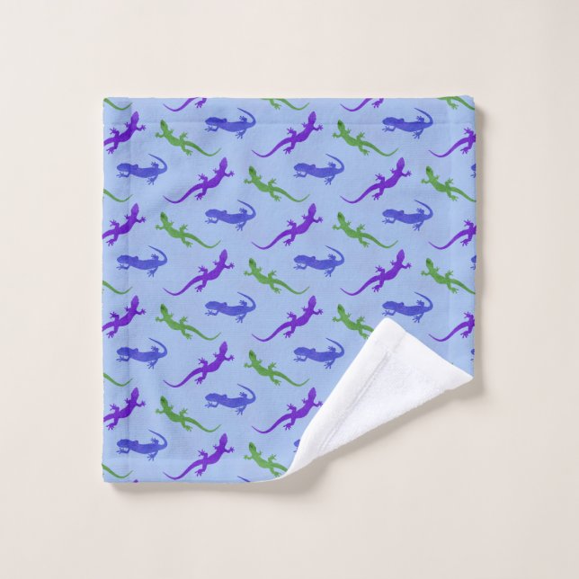 Salamanders in Blue, Green, and Purple Wash Cloth (Wash Cloth)