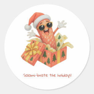 salami-brate the holidays! classic round sticker