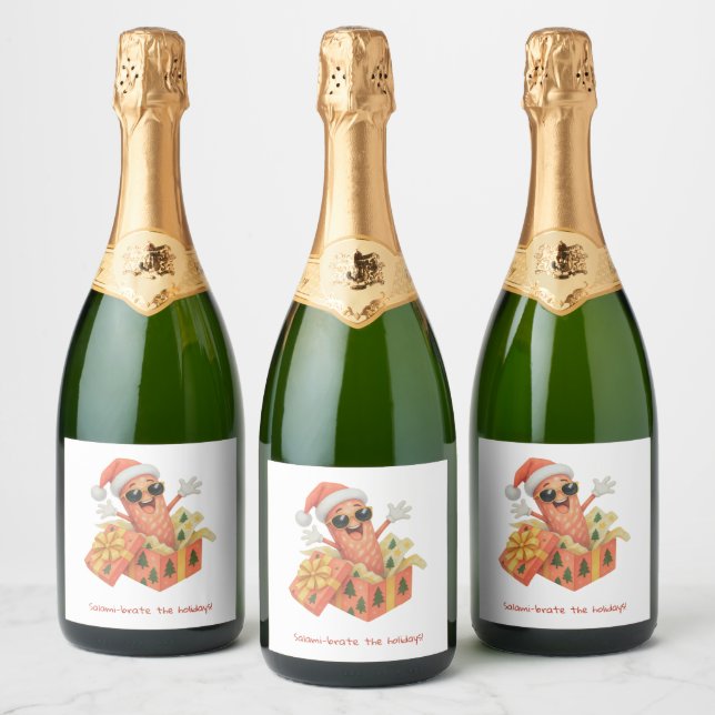 salami-brate the holidays! sparkling wine label (Bottles)