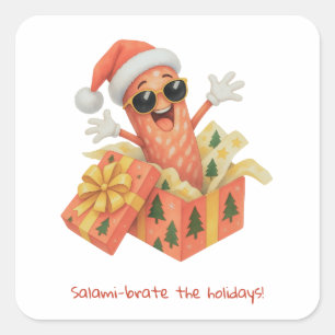 salami-brate the holidays! square sticker