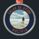 Salar de Uyuni Bolivia Retro Distressed Circle Metal Tree Decoration<br><div class="desc">Salar de Uyuni in a vector art style. Salar de Uyuni,  amid the Andes in southwest Bolivia,  is the world’s largest salt flat.</div>