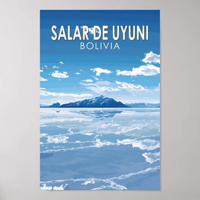 Salar de Uyuni Bolivia Travel Art Vintage Poster (Front)