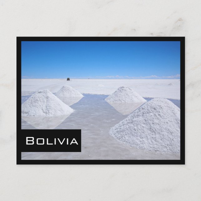 Salar de Uyuni salt flats black frame postcard (Front)