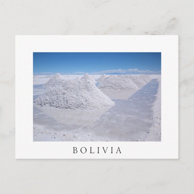 Salar de Uyuni salt piles white border postcard (Front)