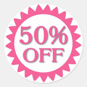 Sale 50 percent off pink circle stickers