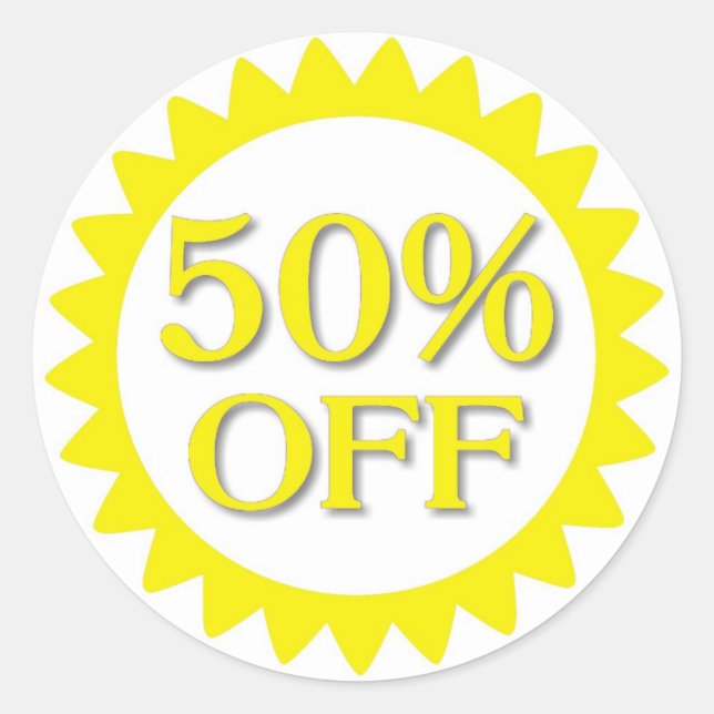 Sale 50 percent off yellow circle stickers (Front)