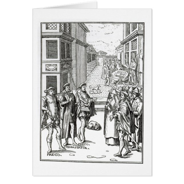 Sale by Town Crier, after a woodcut in 'Praxis Rer (Front)