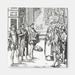 Sale by Town Crier, after a woodcut in 'Praxis Rer Magnet
