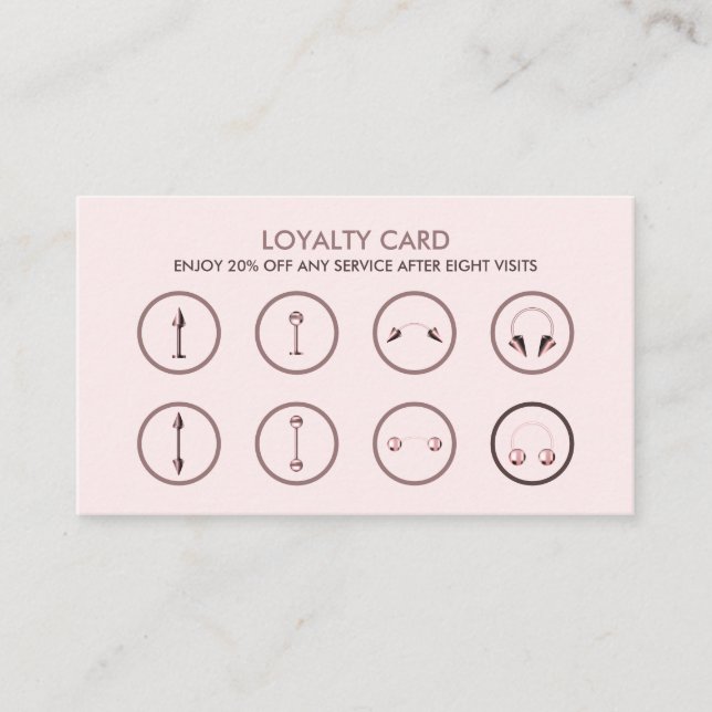 Sale Discount Loyalty Pink Body Piercing Business Card (Front)
