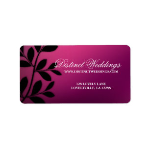 SALE! Elegant Wedding Label Leaves Pink Purple