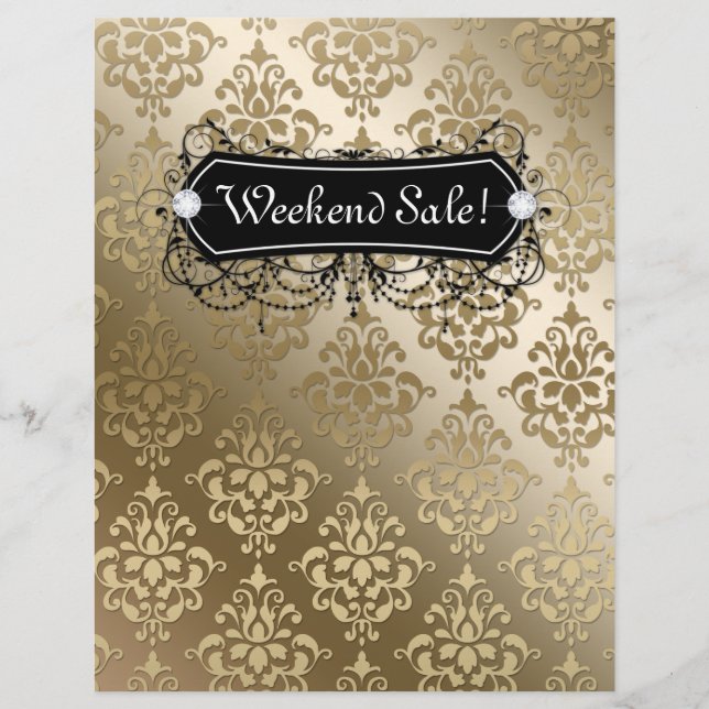 SALE Flyer Fashion Jewellery Salon Makeup Gold (Front)