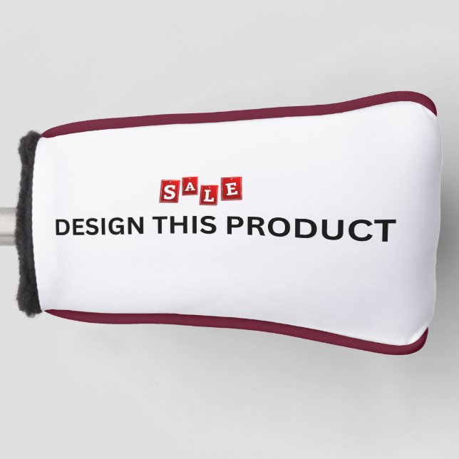 SALE! Golf Putter Head Cover - Burgundy trim  (Front)