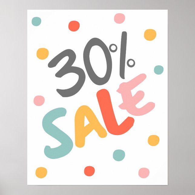 Sale Sign 30% Off, Boutique Sale Sign, Retail (Front)